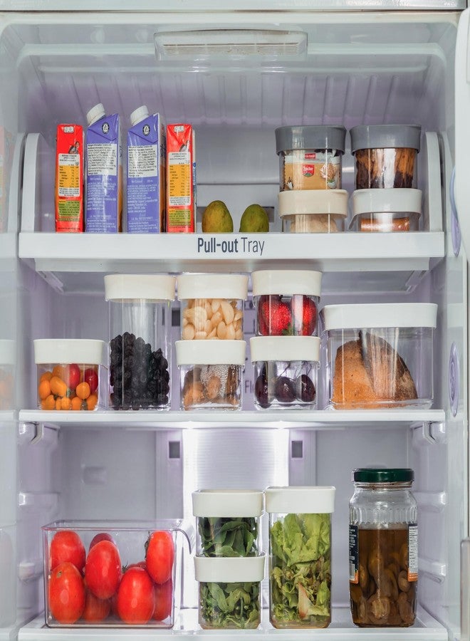StacPro Acrylic Airtight Kitchen Containers 400 ML, Pack of 4 | BPA Free, Stackable Jar, Modular Storage, Pantry Organiser, Fridge & Dishwasher Safe, Stain Resistant, Clear & Transparent (White) - Image 4