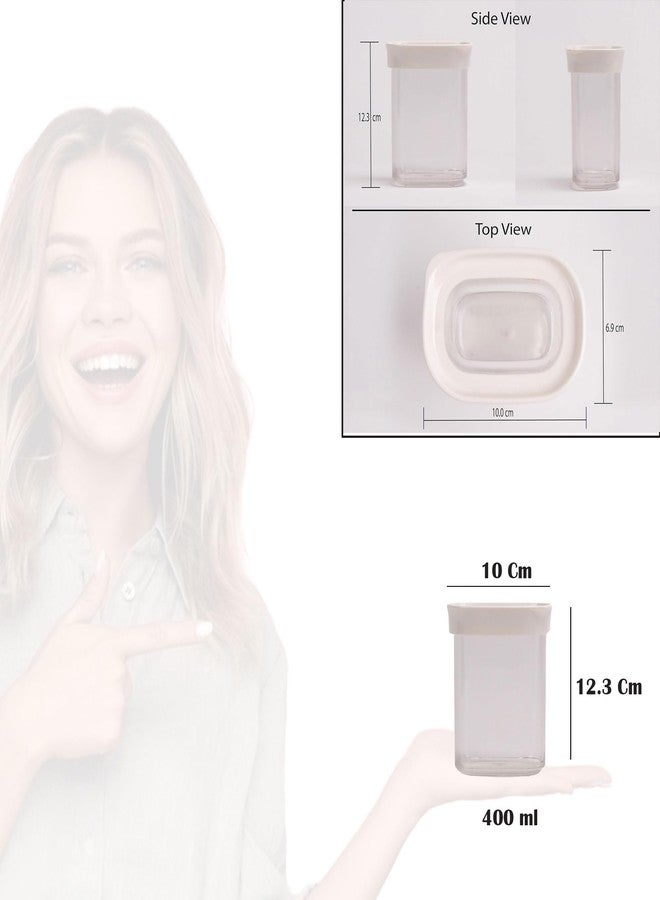 StacPro Acrylic Airtight Kitchen Containers 400 ML, Pack of 4 | BPA Free, Stackable Jar, Modular Storage, Pantry Organiser, Fridge & Dishwasher Safe, Stain Resistant, Clear & Transparent (White) - Image 3