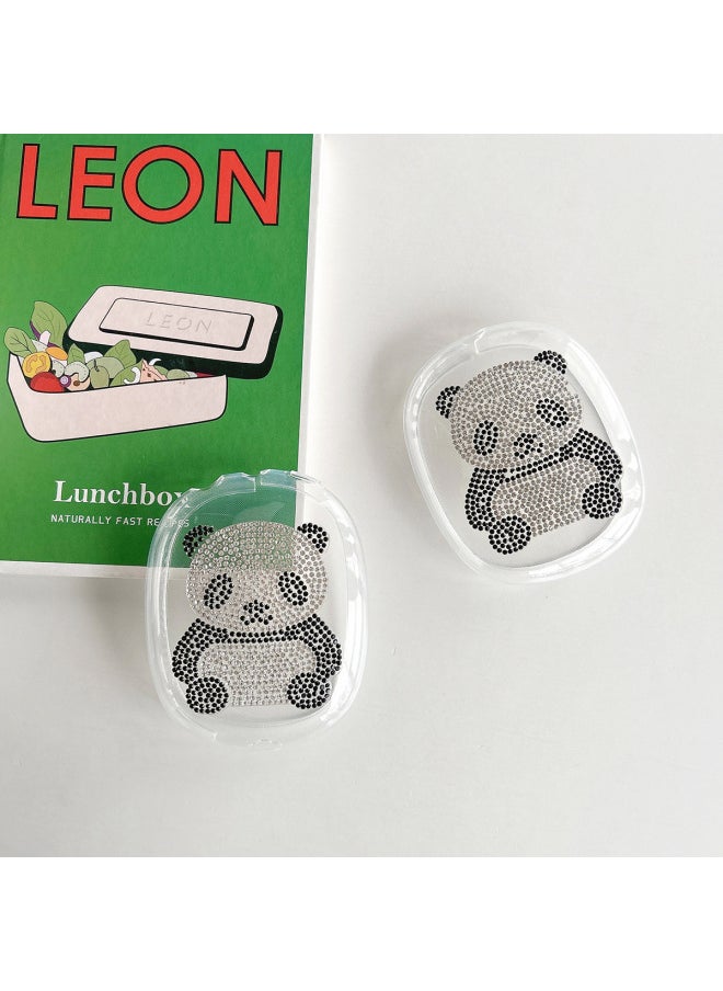 Generic - Cute Panda Airpods Max Protective Case Head-mounted Bluetooth Earphone Case Flash Drill Decorative Accessories Suitable-Color:Panda Pair-Applicable Model:airpods Max - Image 1