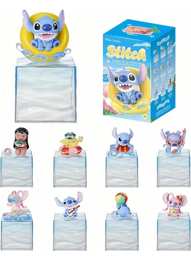 MINISO x Disney Stitch Summer Party Collection Collectible Figure Blind Box, Full Display Set of 8 Sealed Mystery Boxes, Character Collectible for Display and Gifting - Image 1