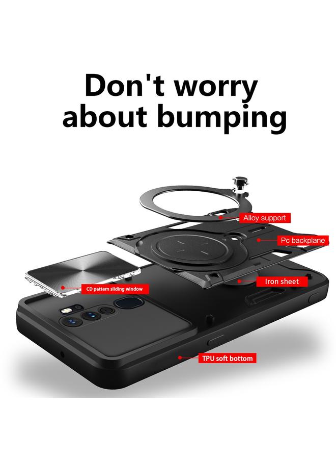 اس-توب جراب لهاتف OPPO A9 2020 / A5 2020 / A11x CD Texture Sliding Camshield حامل مغناطيسي للهاتف - Image 3