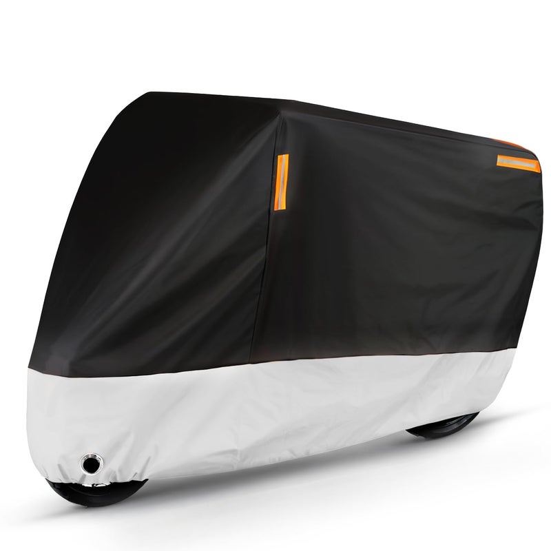 Puroma Motorcycle Cover Heavy Duty Scooter Cover Waterproof Outdoor All Season Universal Weather Quality Protection with Night Reflective Lock Holes and Storage Bag Fits up to 105 Motorcycle Vehicle