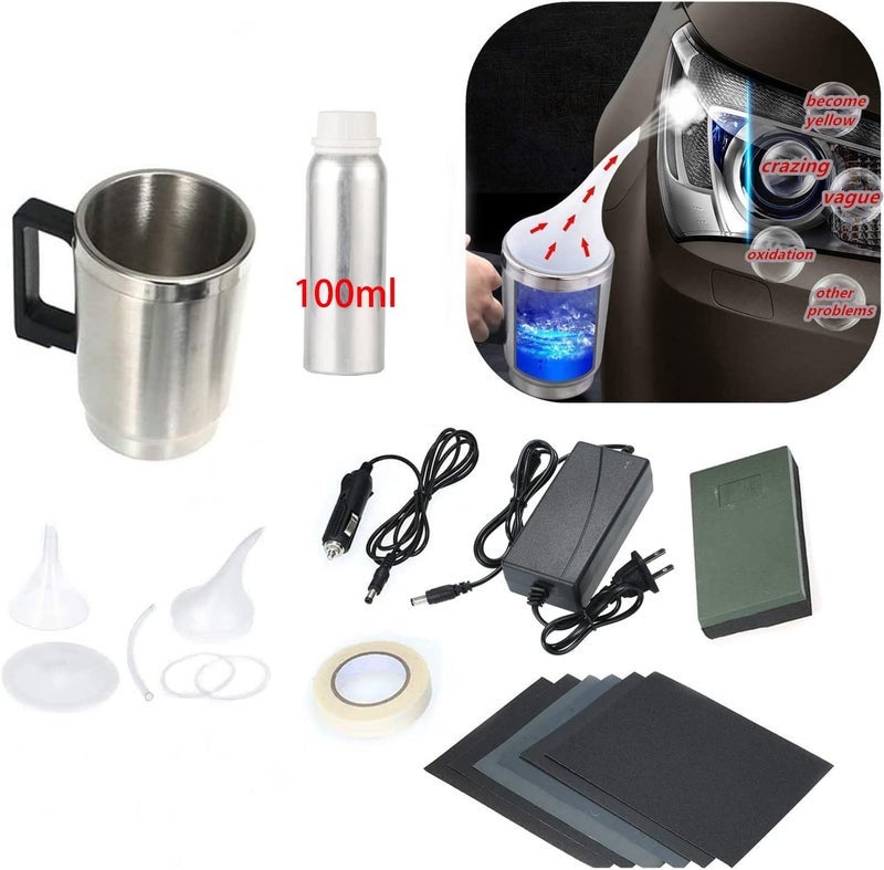 Ghguole Headlight Restoration Kit, Car Headlight Glass Scratch Renovation Tool, Automobile Headlight Lens Polish Repair Tool with UV Block Coat to Remove Yellowing, Haze, Oxidation for Taillights, Foglights - Image 1