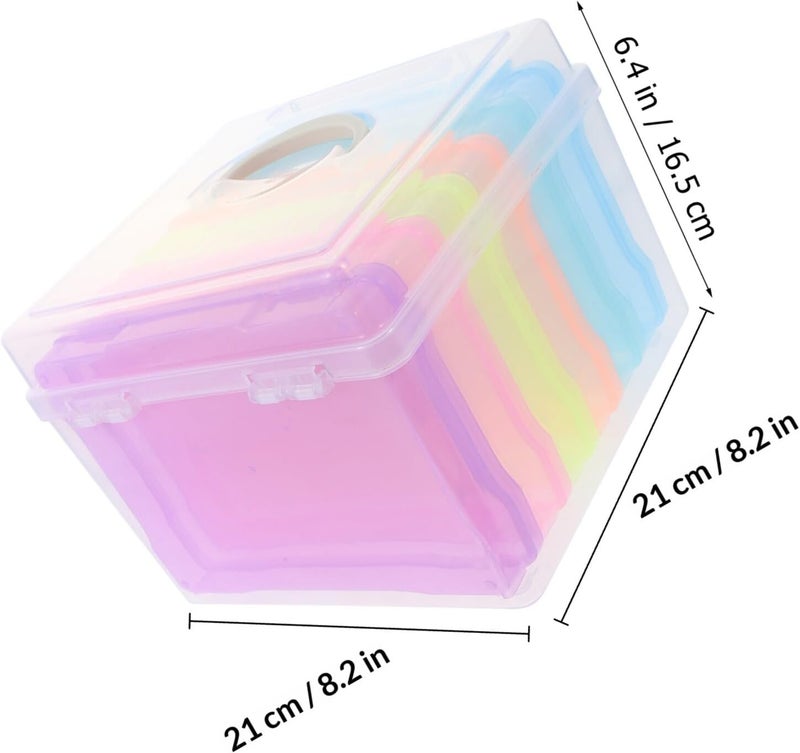 Dust proof Veemoon Multi-functional 5x7 Photo Storage Box Organizer with Handle Household Photo Case and Card Holder Portable for Home and Travel Foldable - Image 2