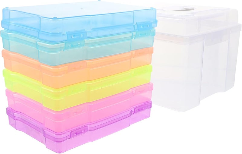 Dust proof Veemoon Multi-functional 5x7 Photo Storage Box Organizer with Handle Household Photo Case and Card Holder Portable for Home and Travel Foldable - Image 1
