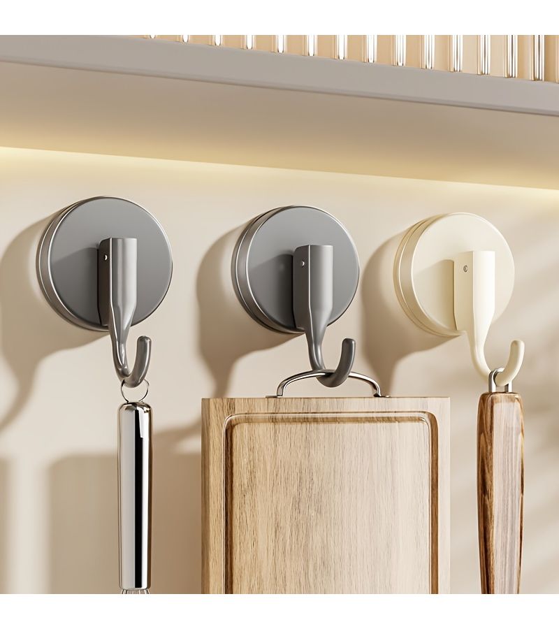 Grey Strong Suction Cup Hook No Drill Easy Install for Bathroom Kitchen Tiles Durable Vacuum Grip Towel Hanger - Image 2