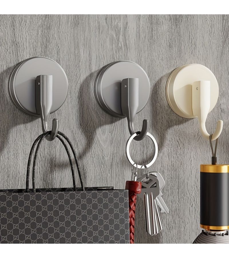 Grey Strong Suction Cup Hook No Drill Easy Install for Bathroom Kitchen Tiles Durable Vacuum Grip Towel Hanger - Image 1