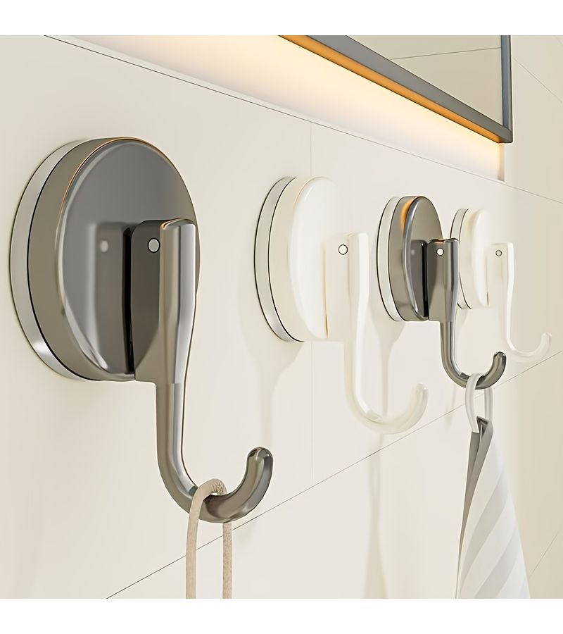 Grey Strong Suction Cup Hook No Drill Easy Install for Bathroom Kitchen Tiles Durable Vacuum Grip Towel Hanger - Image 4