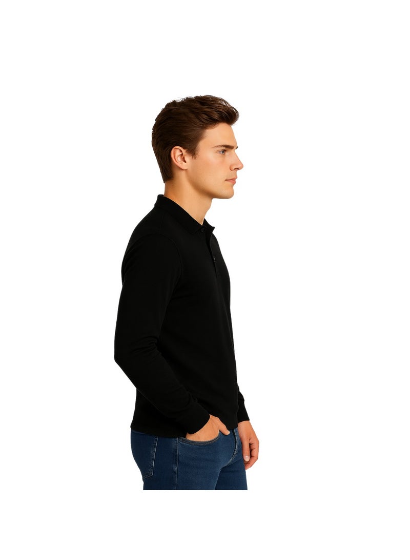 PRINTSHOP4ME Basic Men's Polo Long Sleeve T-Shirt|Comfortable & Stylish Polo Shirt - Image 4