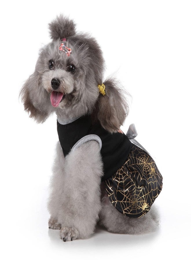 Yoption Halloween Dog Cat Costumes Pumpkin Spider Web Dress, Pet Party Outfits Cosplay Hoodie Funny Puppy Cats Skirt (S) - Image 4
