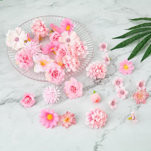 CIPOWM 100Pcs Mini Faux Flower Heads Pink Artificial Flower Heads Small Silk Flower Fake Peony Daisy Flowers for Craft Garland Wedding Party Supply Home Decoration - Image 5