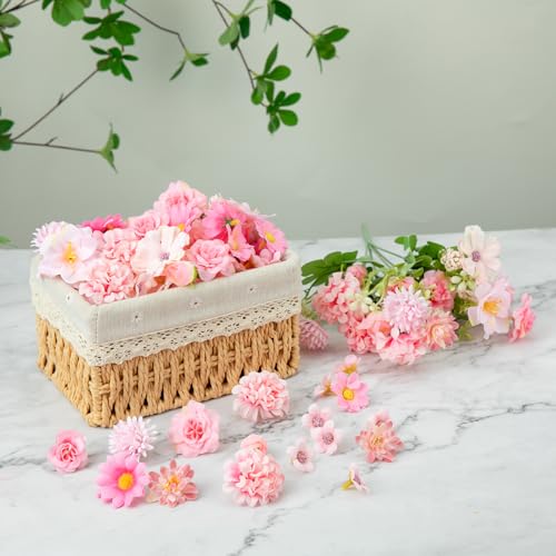 CIPOWM 100Pcs Mini Faux Flower Heads Pink Artificial Flower Heads Small Silk Flower Fake Peony Daisy Flowers for Craft Garland Wedding Party Supply Home Decoration - Image 4