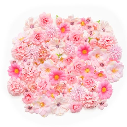 CIPOWM 100Pcs Mini Faux Flower Heads Pink Artificial Flower Heads Small Silk Flower Fake Peony Daisy Flowers for Craft Garland Wedding Party Supply Home Decoration - Image 3