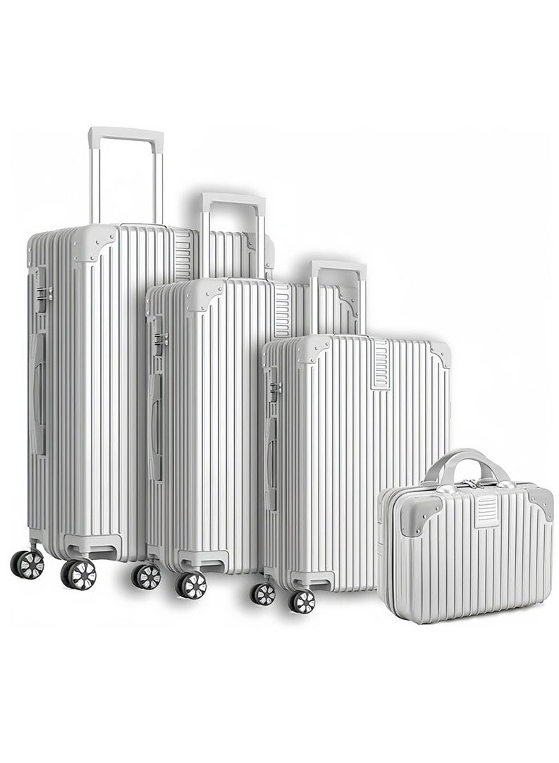 XiuWoo 4-Piece Durable PC+ABS Hardshell Luggage Set with 360° Spinner Wheels Multi-Size 14/20/24/28 Inch Scratch-Resistant Lightweight Suitcases for Air Travel Family Business Trips,White - Image 1