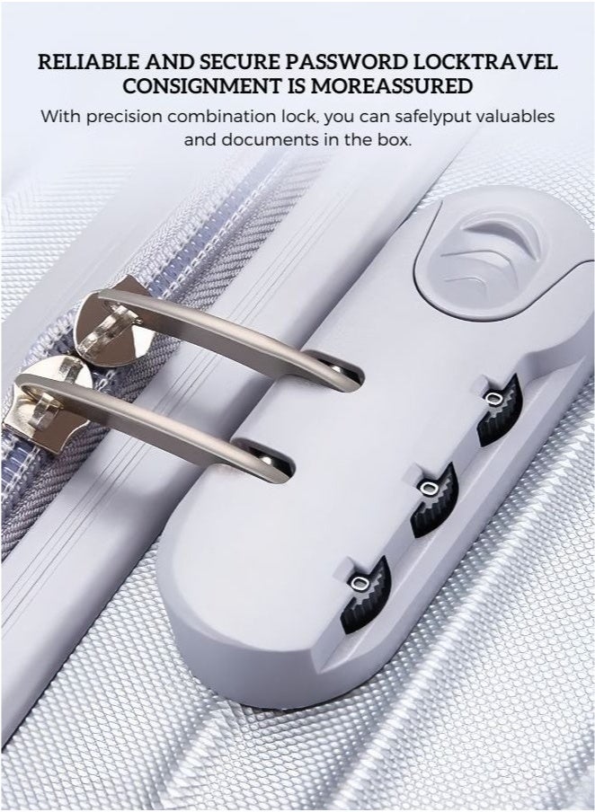 XiuWoo 4-Piece Durable PC+ABS Hardshell Luggage Set with 360° Spinner Wheels Multi-Size 14/20/24/28 Inch Scratch-Resistant Lightweight Suitcases for Air Travel Family Business Trips,White - Image 3