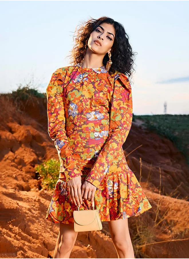فيرجيو VIRGIO Cotton Stretch Floral Bodycon Dress