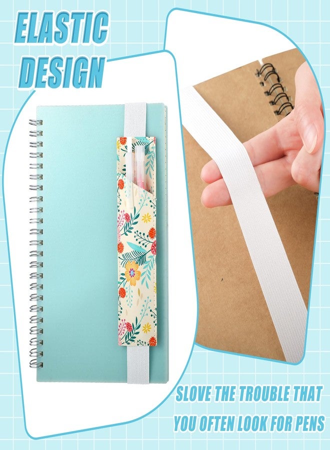 Chuangdi 6 Pieces Adjustable Elastic Band Pen Holder PU Leather Pen Sleeve Pouch for Hardcover Journals,Notebooks for Back to School or End of Year Student Gift from Teacher,8-1.5 Inch(Flower Style) - Image 4