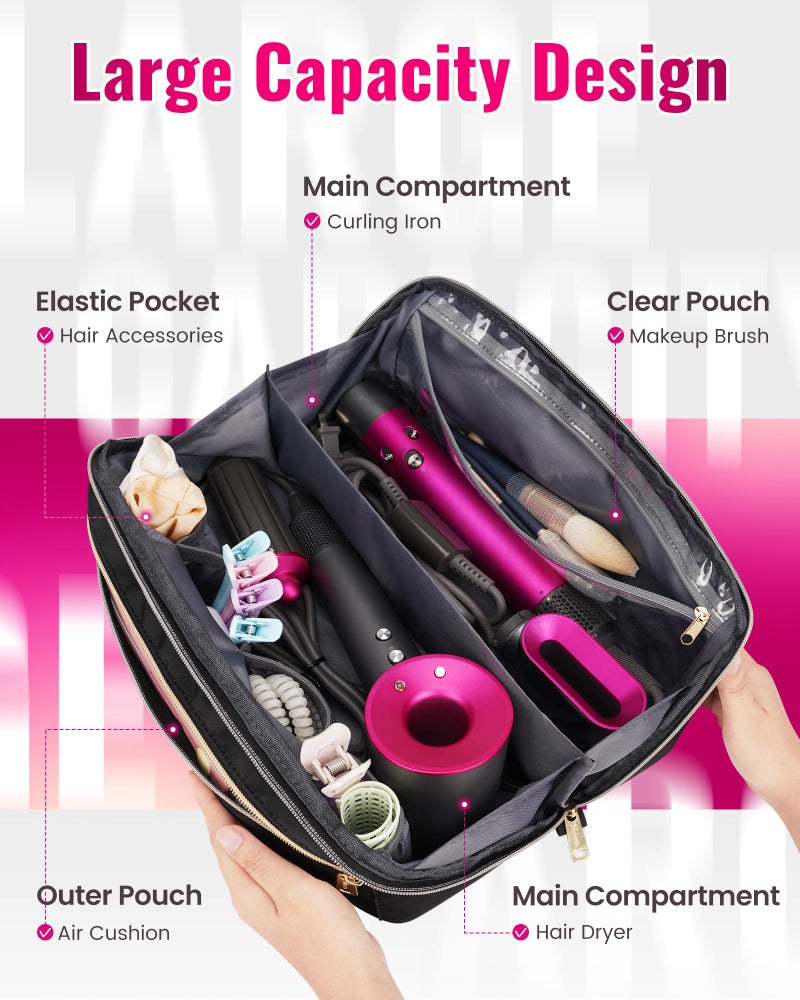 Mancro Hair Tools Travel Bag Compatible with Shark Flexstyle, Wide-open Hot Hair Tool Organizer with Separate Heat Resistant Mat, Hair Accessories Organizer for Straighteners, Curling Iron - Image 2