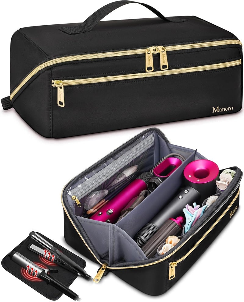Mancro Hair Tools Travel Bag Compatible with Shark Flexstyle, Wide-open Hot Hair Tool Organizer with Separate Heat Resistant Mat, Hair Accessories Organizer for Straighteners, Curling Iron - Image 1
