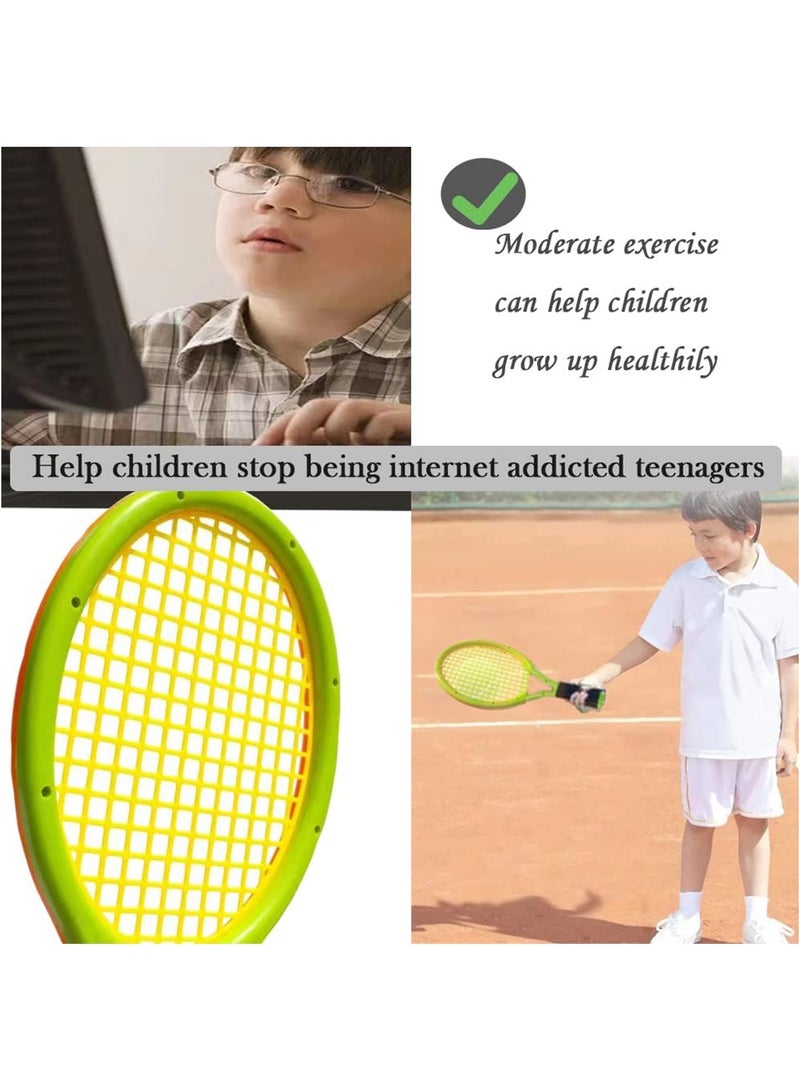 Generic Tennis Racket Set for Children, 1Pair Plastic Racquet with Bag and 2 Tennis Ball for Children, Tennis Racquets Gift Set Outdoor Indoor Sports Tennis Game for Toddler Children Over 2 Year, Blue&Pink  - Image 4