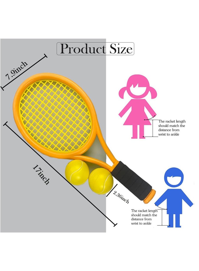 Generic Tennis Racket Set for Children, 1Pair Plastic Racquet with Bag and 2 Tennis Ball for Children, Tennis Racquets Gift Set Outdoor Indoor Sports Tennis Game for Toddler Children Over 2 Year, Blue&Pink  - Image 3