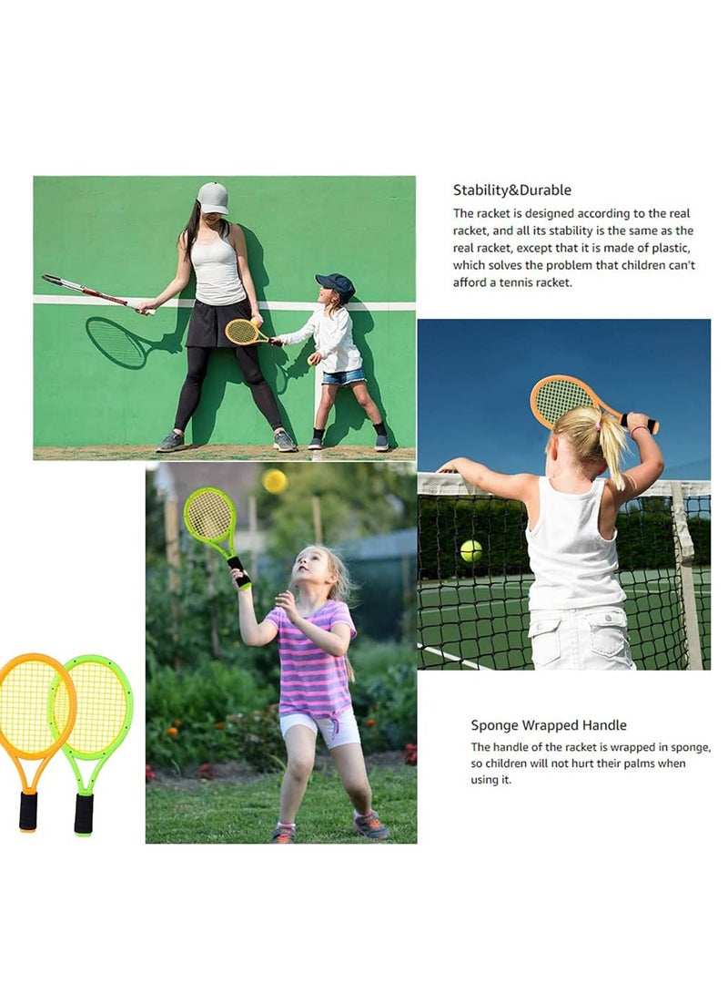 Generic Tennis Racket Set for Children, 1Pair Plastic Racquet with Bag and 2 Tennis Ball for Children, Tennis Racquets Gift Set Outdoor Indoor Sports Tennis Game for Toddler Children Over 2 Year, Blue&Pink  - Image 2