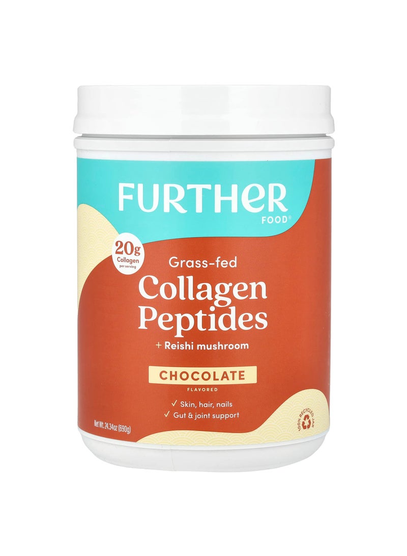 Grass-Fed Collagen Peptides + Reishi Mushroom, Chocolate, 24.34 oz (690 g)