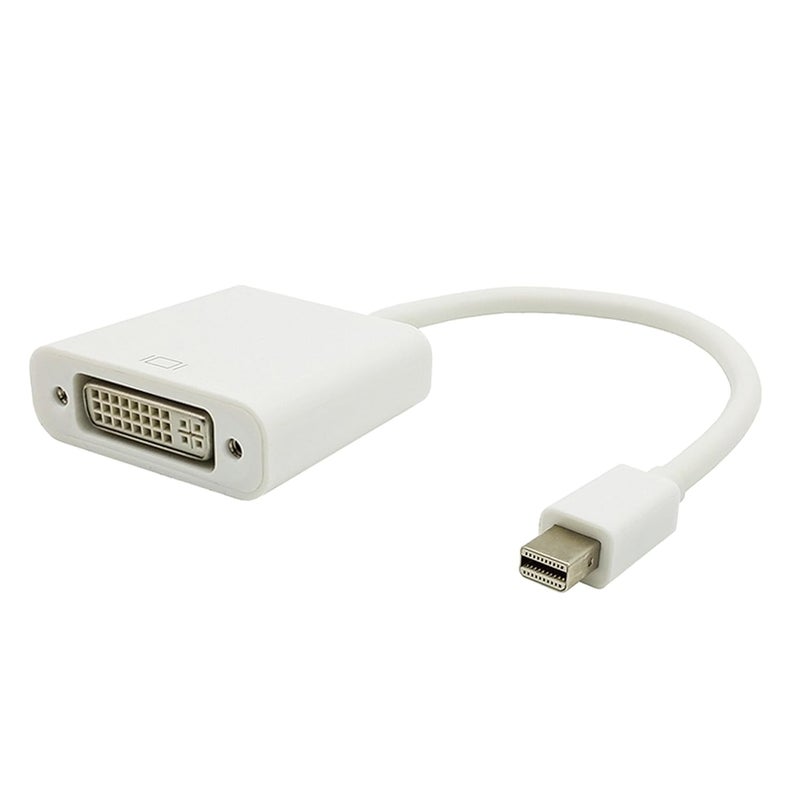 BigPlayer Mini DisplayPort (Mini DP) to DVI Adapter | Thunderbolt to DVI Male to Female Connector Cable for MacBook, Laptop, Monitor, Projector – Plug & Play Display Converter (White) - Image 1
