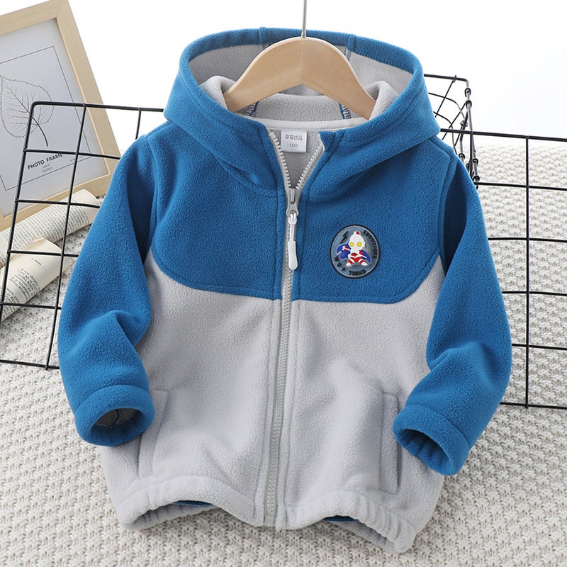 Boys' Hooded Coat Fleece Children'S Sweatshirt Boy'S Fleece Top Children'S Clothing Baby'S Fleece-Lined Autumn Clothes - Image 1