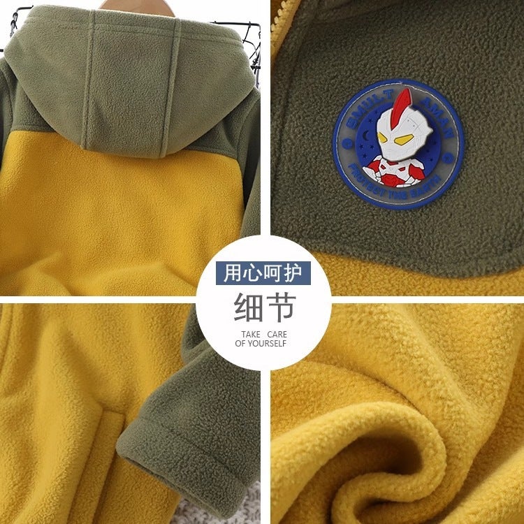 Boys' Hooded Coat Fleece Children'S Sweatshirt Boy'S Fleece Top Children'S Clothing Baby'S Fleece-Lined Autumn Clothes - Image 5