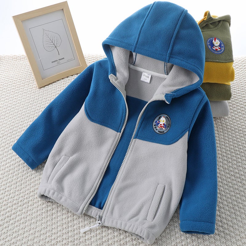 Boys' Hooded Coat Fleece Children'S Sweatshirt Boy'S Fleece Top Children'S Clothing Baby'S Fleece-Lined Autumn Clothes - Image 3