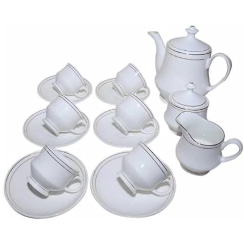 Raincart Tableware Mona Tea Set 15 Pcs (Tea Pot with Lid 1+1 Pcs, Milk Pot 1 Pcs, Sugar Pot with Lid 1+1 Pcs, 180 ml Cups 6 Pcs & Saucers 6 Pcs) - Image 2