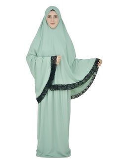 DAMAS COLLECTION Two Piece Islamic prayer dress women with Lace - Prayer Clothes for Women - Prayer Abaya For women - Jilbab 2 piece, Umrah essentials for women - Prayer set  - Image 1