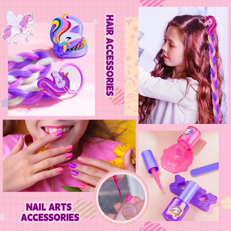 Beayuck Kids Makeup Kit for Girls - Girls Makeup Kit Toys, Real Washable Cosmetic Set with Storage Case, Kids Play Makeup Set for Christmas Birthday Gift 3 4 5 6 8 10 11 12+ Years Old, Purple - Image 5