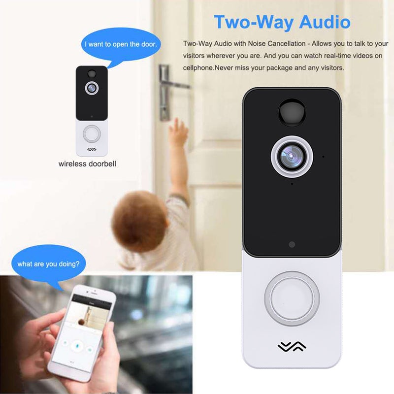Wireless Video Doorbell 1080P Visual Real-time Intercom Wi-Fi Video Bell PIR Detection Night Vision 2-Way Talk Home Security Camera with 140° Viewing Angle Smart Door Bell - Image 4