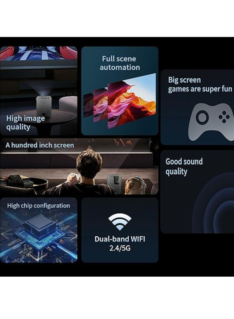 أوميو جهاز عرض ألعاب Q3 Pro WiFi Bluetooth، مشغل فيديو منزلي بدقة 4K مع وحدة تحكم ألعاب لاسلكية مزدوجة، جهاز عرض Keystone الذكي متوافق مع Android وiOS والكمبيوتر الشخصي، شاشة 50-150 بوصة - أسود - Image 4