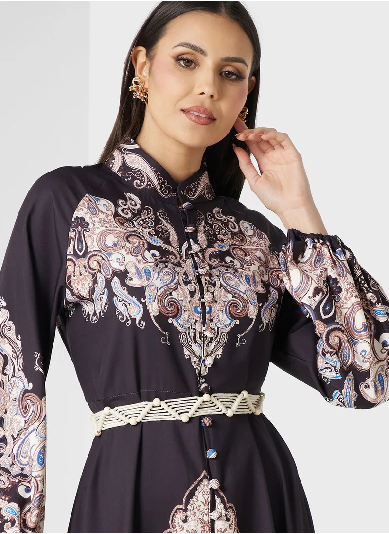 Khizana Paisley Print Midi Dress