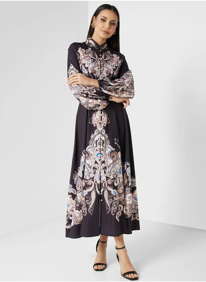Khizana Paisley Print Midi Dress