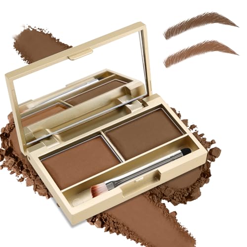 Boobeen Eyebrow Powder Kit 2color Waterproof Eyebrow Palette Makeup to Definer Filler Brows Eyebrow Color Powder Shape Natural Looking Brow with Mirror Brush - Image 1