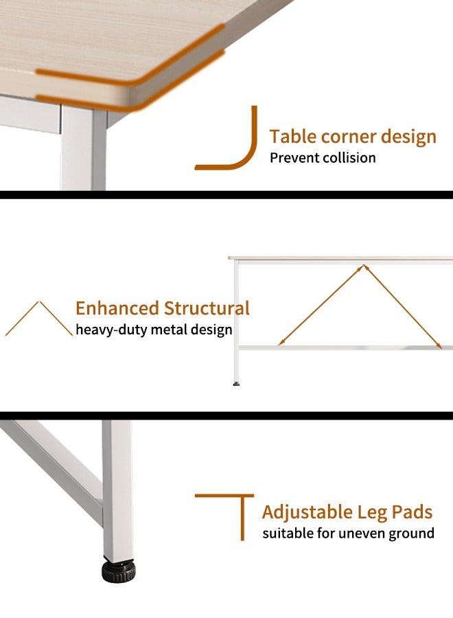 Zanotta Study Desk Study Table with 3-layer Storage Shelf,Computer Table with Bookshelf for Home Office Desks & Workstations Beige,130*55*75 CM - Image 5