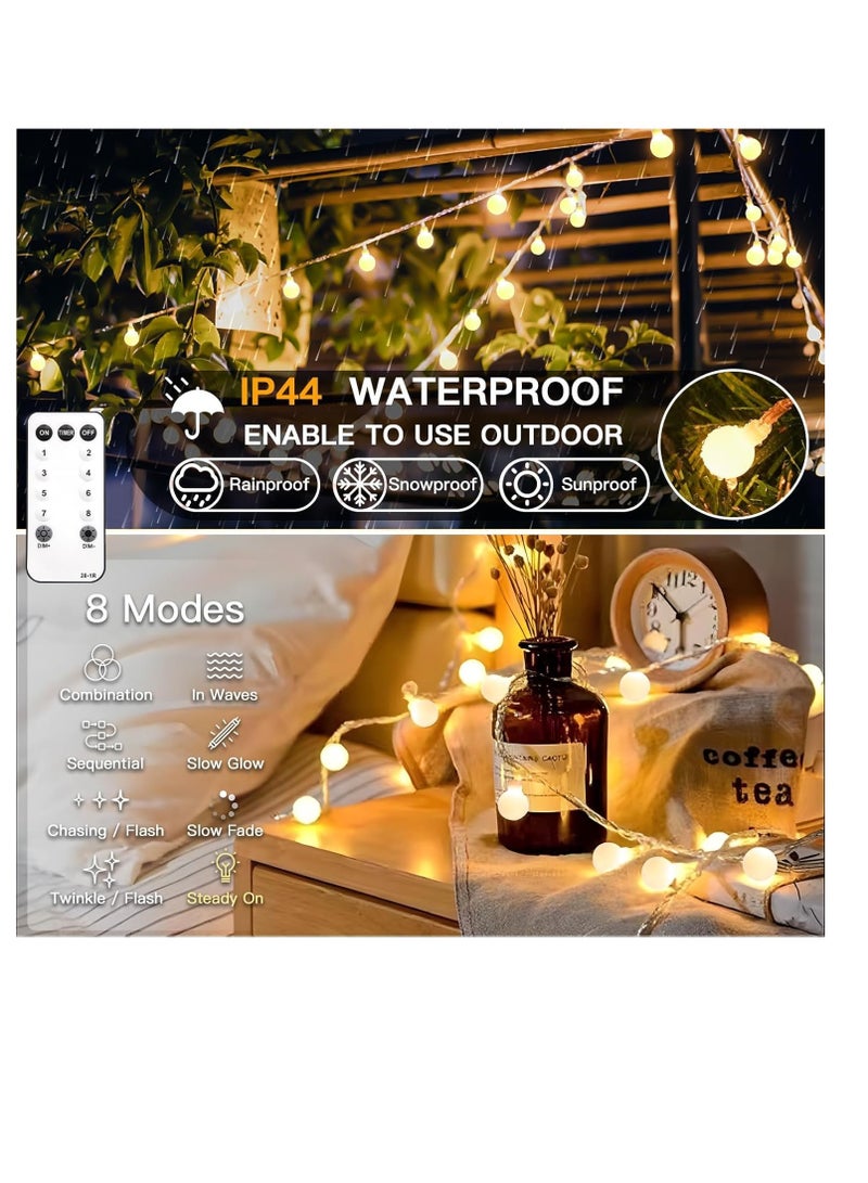 general String Lights for Bedroom, 33ft 100 Led Connectable Globe String Lights Indoor, Hanging Fairy Lights Plug in with Remote for Kids Room Dorm Classroom Outdoor Christmas Tree Decor, Warm White - Image 3