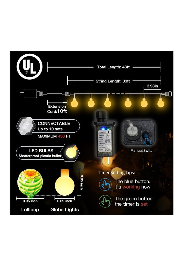 general String Lights for Bedroom, 33ft 100 Led Connectable Globe String Lights Indoor, Hanging Fairy Lights Plug in with Remote for Kids Room Dorm Classroom Outdoor Christmas Tree Decor, Warm White - Image 4