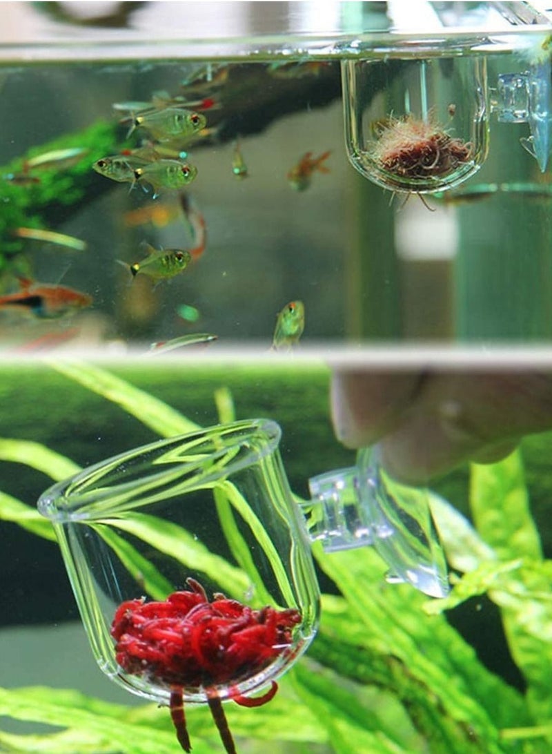 Y&D 2Pcs Aquarium Red Worm Feeder Acrylic Floating Bloodworm Feeding Cup Suction Container Holder Reptiles Water Food Dish Bowl Fish Tank Accessories Ring  - Image 2