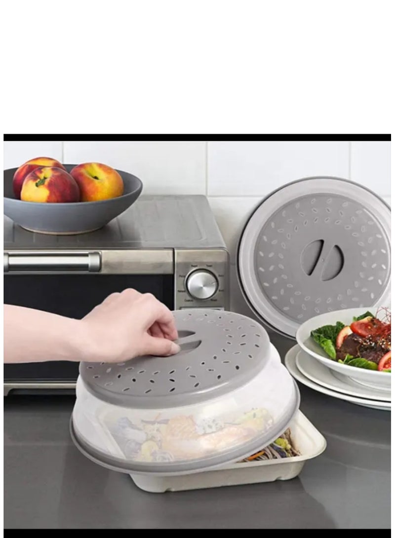 26.5cm Grey Microwave Plate Cover Collapsible , Splatter Cover, Food Cover  - Image 1