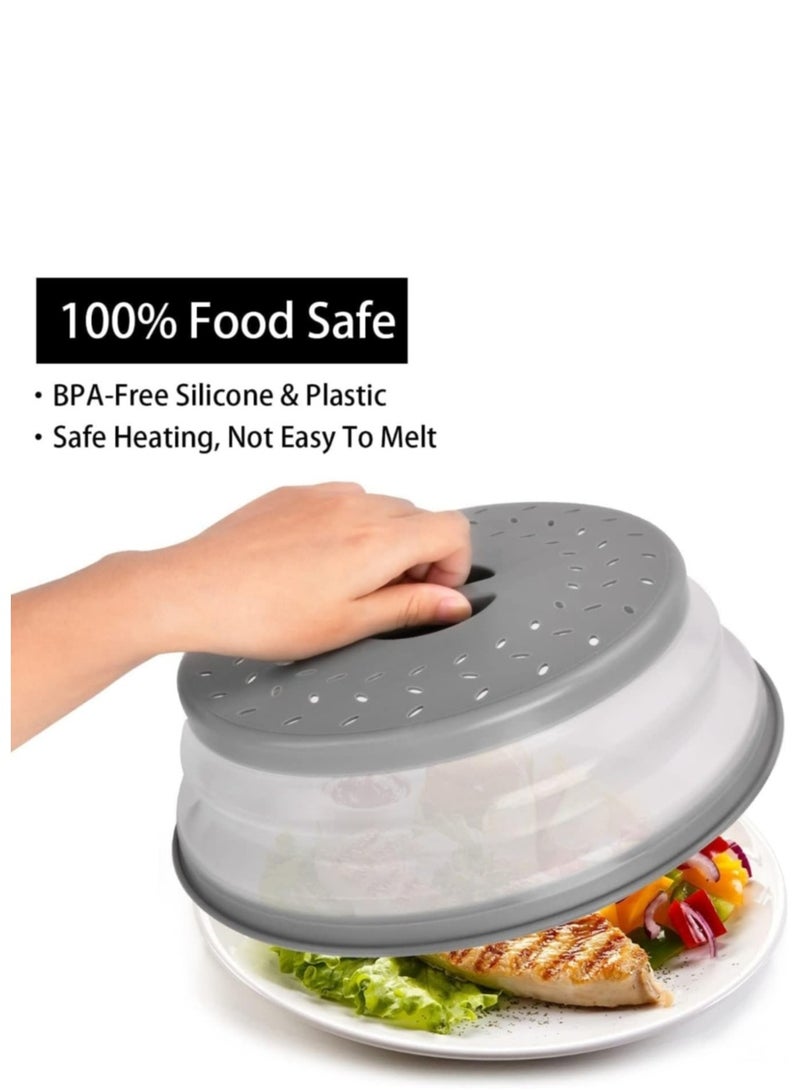 26.5cm Grey Microwave Plate Cover Collapsible , Splatter Cover, Food Cover  - Image 3