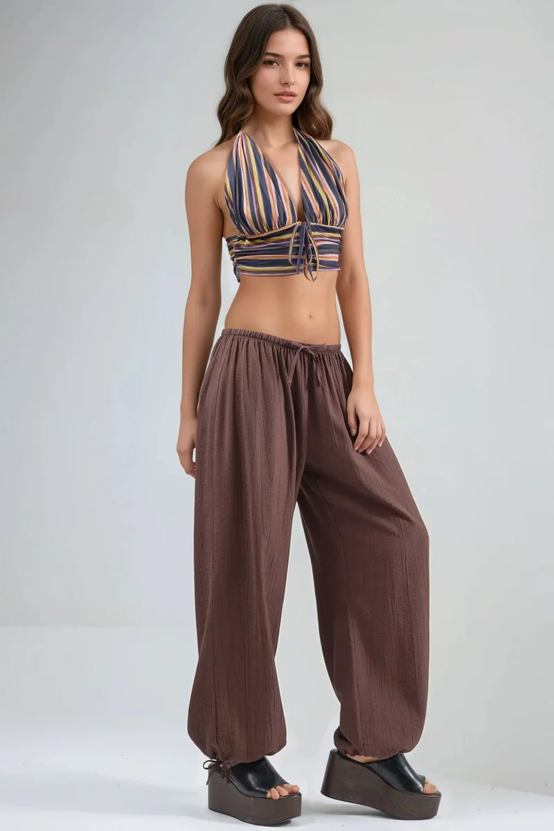 بوسيم BUSEM Elastic Waist Pants with Tie Detail