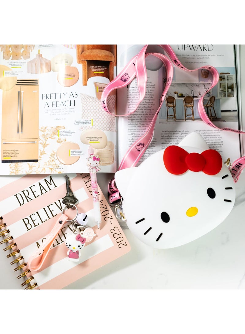 SYOSI Kawaii Purse & Accessories Set, 2024 New Cartoon Silicone Coin Purse with Keychain, Children's Small Shoulder Bag, Kindergarten Girl Baby Outing Mini Storage Bag, Compact and Convenient, White - Image 5