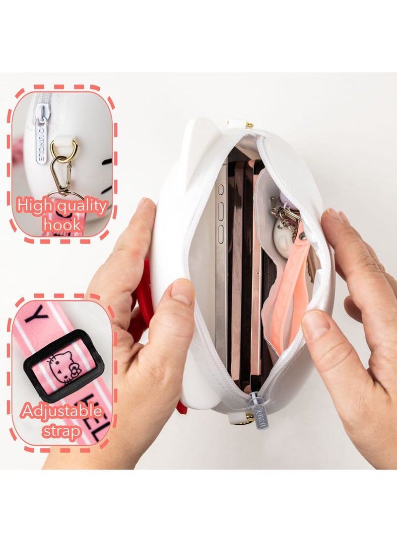 SYOSI Kawaii Purse & Accessories Set, 2024 New Cartoon Silicone Coin Purse with Keychain, Children's Small Shoulder Bag, Kindergarten Girl Baby Outing Mini Storage Bag, Compact and Convenient, White - Image 4