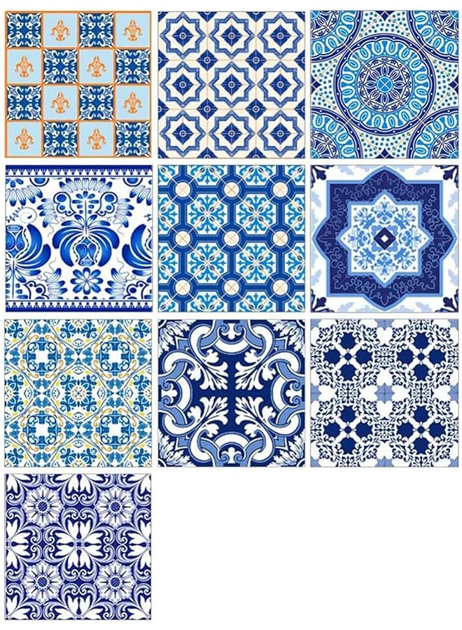 erorex ورق جدران لاصق 10 قطع ملصقات بلاط تقليدية لواجهة المطبخ قابلة للإزالة ومقاومة للماء - Image 1