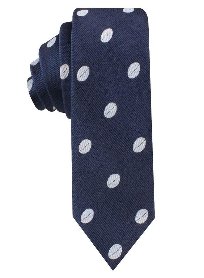 AUSCUFFLINKS Rugby Fan Skinny Tie | Men's Rugby Union League Tie | Blue Animal Print Necktie | Groomsmen Wedding Gift - Image 1
